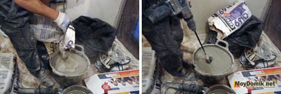 Приготовление раствора для наливного пола Приготовление раствора для наливного пола