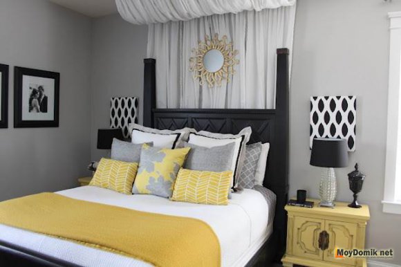 Серо-желтый цвета в интерьере