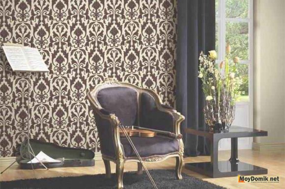 Сочетание обоев в гостиной Сочетание обоев в гостиной
