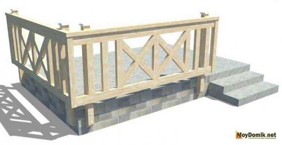 Перекрестное расположение перемычек, опор, балясин на террасе Перекрестное расположение перемычек, опор, балясин на террасе