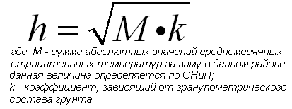 Формула для расчета глубины промерзания грунта Формула для расчета глубины промерзания грунта