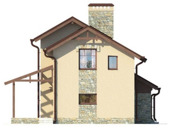 Проект дачного дома 90 кв.м. с мансардой - фасад 4