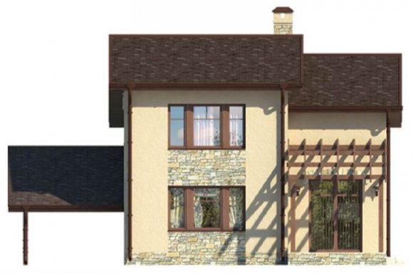 Проект дачного дома 90 кв.м. с мансардой - фасад 1