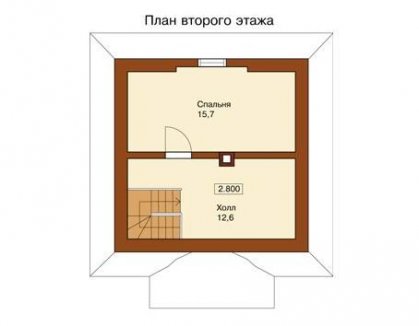 Проект дачного дома с мансардным этажом - второй этаж