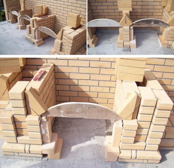 Установка кружала и подрезка пяточных кирпичей Установка кружала и подрезка пяточных кирпичей