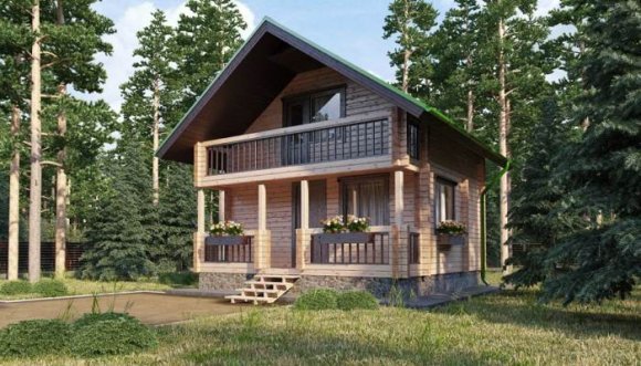 Проект небольшого деревянного дома с мансардой - 2 Проект небольшого деревянного дома с мансардой - 2