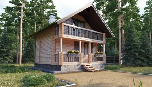 Проект небольшого деревянного дома с мансардой - 3 Проект небольшого деревянного дома с мансардой - 3