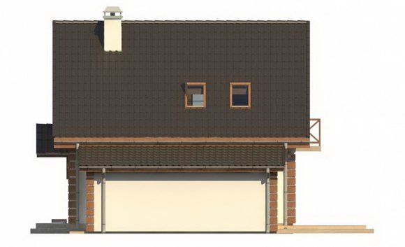 Проект дома с мансардой и гаражом - фасад 4