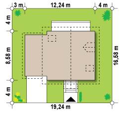 Проект дома с мансардой и гаражом - размер участка