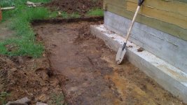 Выемка грунта под отмостку Выемка грунта под отмостку