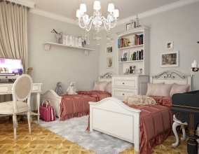 Интерьер комнаты для двух девочек школьников Интерьер комнаты для двух девочек школьников