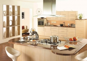 Интерьер кухни студии в эко-стиле