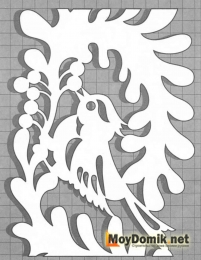 Эскиз наличников на окна - узор с птицей (правая) Эскиз наличников на окна - узор с птицей (правая)