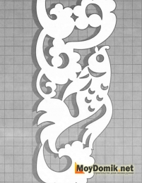 Эскиз наличников на окна - орнамент с золотой рыбкой Эскиз наличников на окна - орнамент с золотой рыбкой