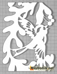 Эскиз наличников на окна - узор с птичкой (левая) Эскиз наличников на окна - узор с птичкой (левая)