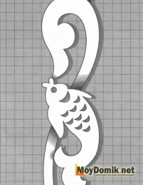 Эскиз наличников на окна - узор с рыбкой (правая) Эскиз наличников на окна - узор с рыбкой (правая)