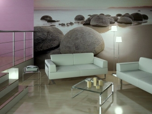 Стеновые 3D обои с видом на круглы валуны Стеновые 3D обои с видом на круглы валуны