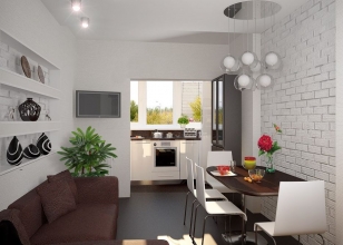 Кухня с окном, вынесенном на балкон Кухня с окном, вынесенном на балкон