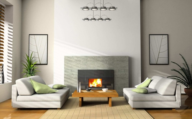 Современный интерьер с камином Современный интерьер с камином