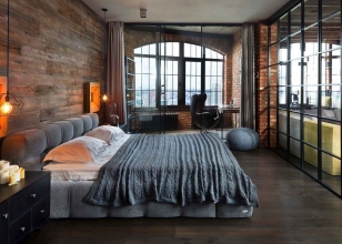 Дизайн интерьера современной спальнис большим окном Дизайн интерьера современной спальнис большим окном