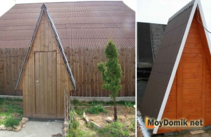 Деревянный туалет-шалаш для дачного участка Деревянный туалет-шалаш для дачного участка